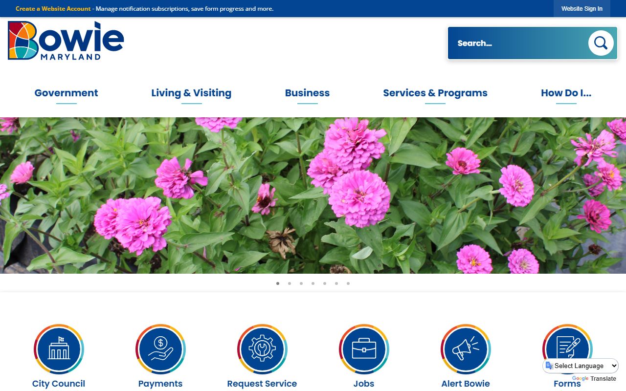 City of Bowie government website for Bowie obituary records