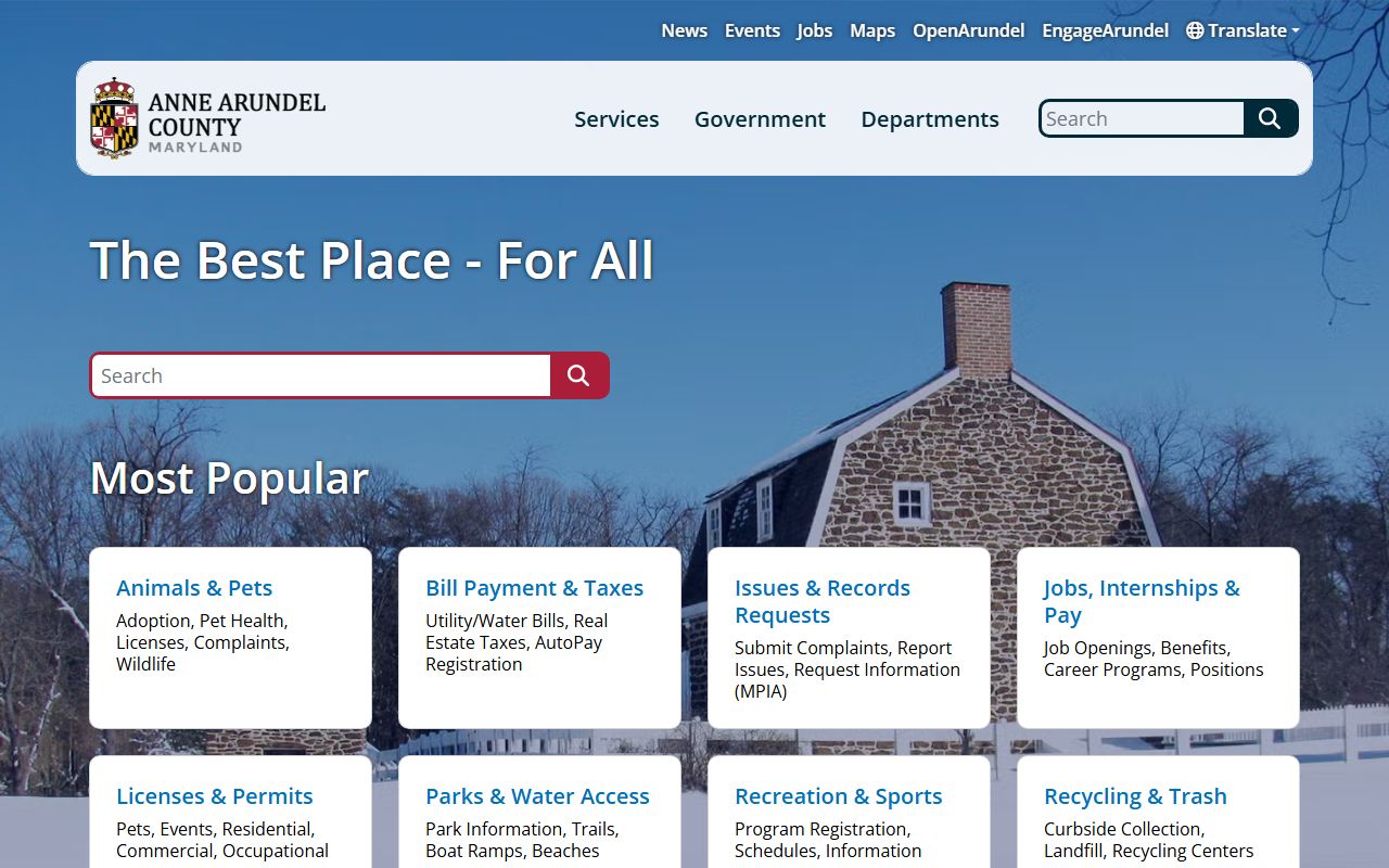 Anne Arundel County government website for Severn residents