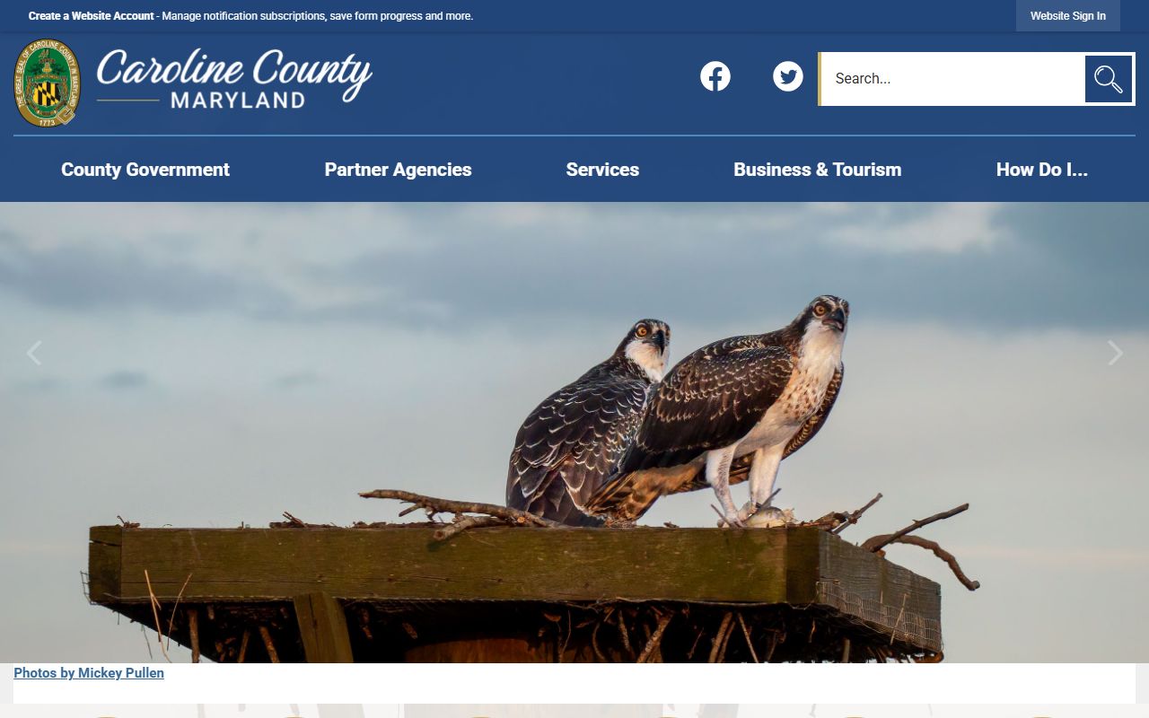 Caroline County government website for obituary and death record resources