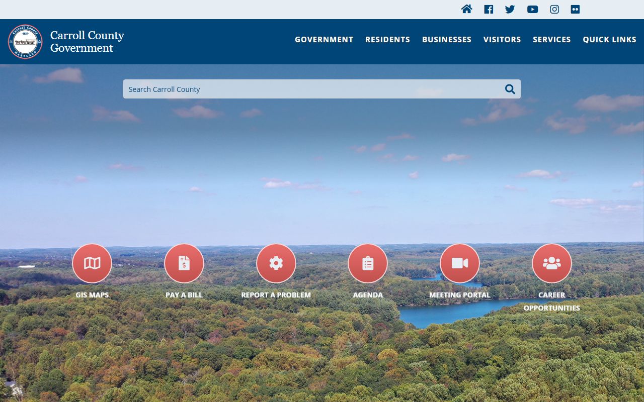 Carroll County government website for obituary and death record services