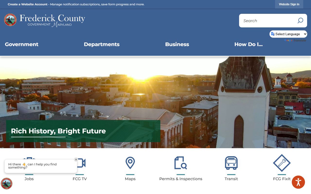 Frederick County Maryland government website for death records and obituary research