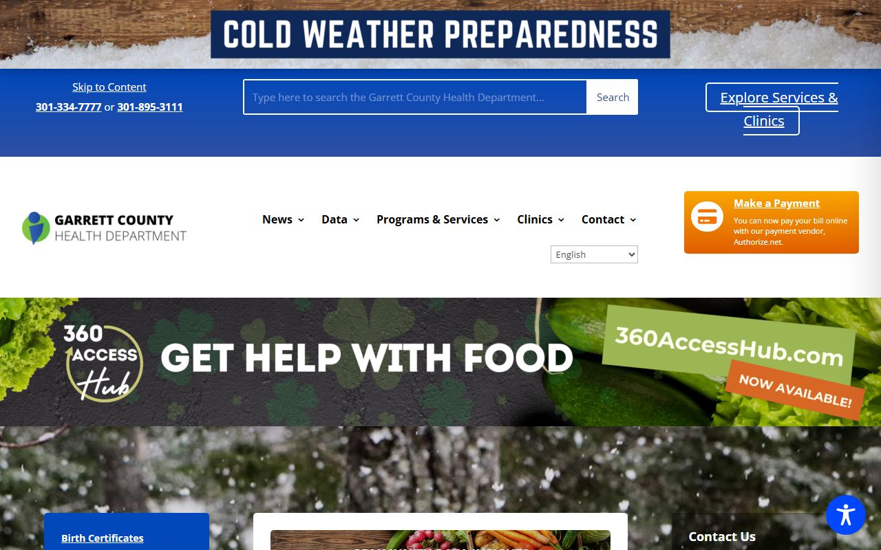 Garrett County Health Department website for death certificate and obituary records