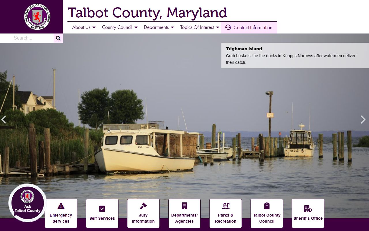 Talbot County government website for obituary and death record research