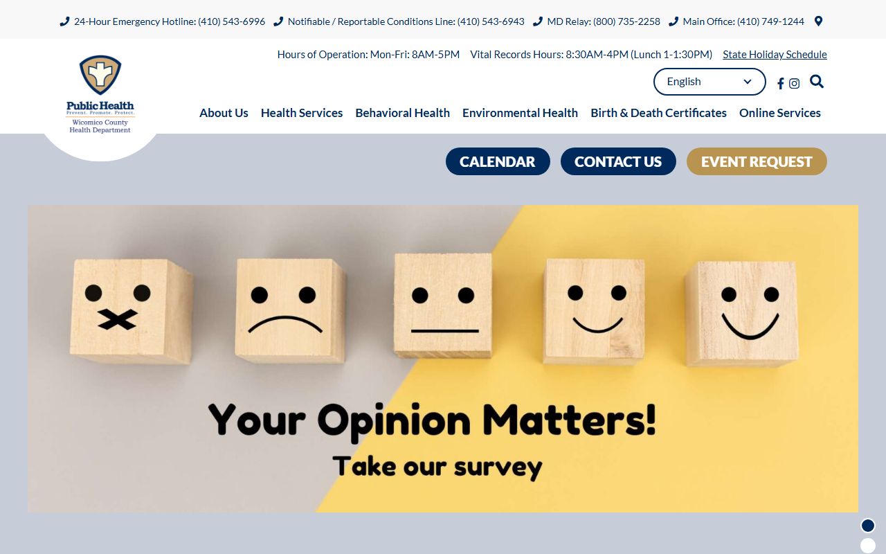 Wicomico County Health Department website for obituary and death record research in Wicomico County